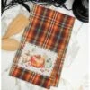 C&F Home Randall Plaid Pumpkin Patch Applique Fall Woven Kitchen Towel