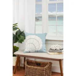 C&F Home 18" X 18" Shell Burlap Applique Throw Pillow -C&F Home Sales GUEST 0556a426 9527 4db5 b214 5dbe1a57a5e6