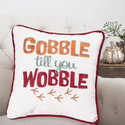 C&F Home 10" X 10" Gobble Till You Wobble Thanksgiving Embroidered Throw Pillow 3 C&F Home 10" X 10" Gobble Till You Wobble Thanksgiving Embroidered Throw Pillow - Image 3