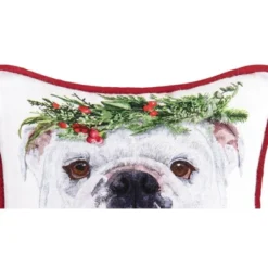 C&F Home Bull Dog Flower Crown Printed Throw Pillow