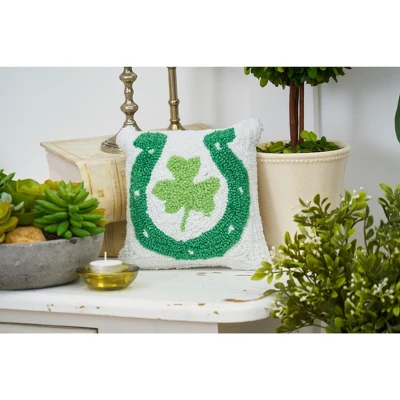 C&F Home 8" X 8" Horses Shoe Clover Hooked Pillow 3 C&F Home 8" X 8" Horses Shoe Clover Hooked Pillow - Image 3