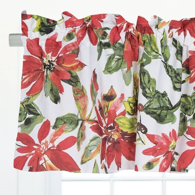 C&F Home Poinsettia Berries Cotton Red Valance Window Treatment 1 C&F Home Poinsettia Berries Cotton Red Valance Window Treatment
