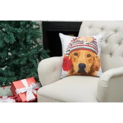 C&F Home 18" X 18" Winter Hat Golden Indoor/Outdoor Christmas Holiday Throw Pillow -C&F Home Sales GUEST 388fa8c1 82ff 4b24 8095 212f9151188a