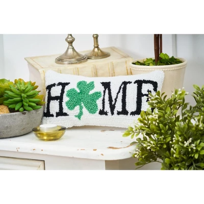 C&F Home 6" X 12" Shamrock Home Hooked Pillow 3 C&F Home 6" X 12" Shamrock Home Hooked Pillow - Image 3