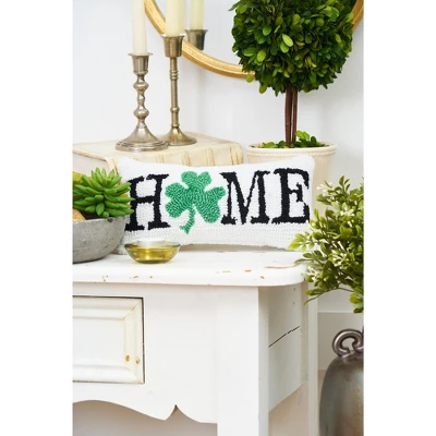 C&F Home 6" X 12" Shamrock Home Hooked Pillow 2 C&F Home 6" X 12" Shamrock Home Hooked Pillow - Image 2