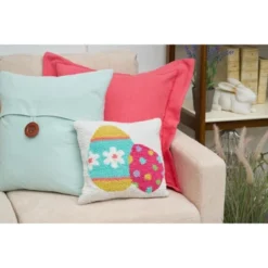 C&F Home 12" X 12" Easter Eggs Hooked Throw Pillow