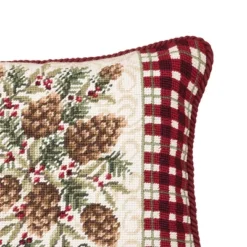 C&F Home 12" X 16" Rustic Pine Needlepoint Christmas Holiday Throw Pillow