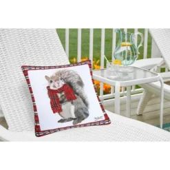 C&F Home 18" X 18" Plaid Squirrel Indoor / Outdoor Christmas Holiday Throw Pillow -C&F Home Sales GUEST 4b6d2649 c17d 4b22 8871 2e47820d553e