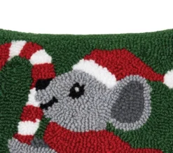 C&F Home Christmas Mouse Hooked Pillow
