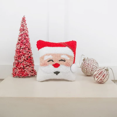 C&F Home 8" X 8" Happy Santa Hooked Petite Christmas Holiday Throw Pillow 2 C&F Home 8" X 8" Happy Santa Hooked Petite Christmas Holiday Throw Pillow - Image 2