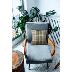 C&F Home 18" X 18" Dawson Green Plaid Spring Woven Throw Pillow -C&F Home Sales GUEST 631994e2 f87c 49f3 b8de 1f43a0930de9