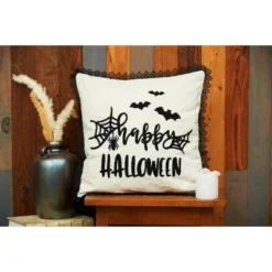 C&F Home 18" X 18" Happy Halloween Embroidered Bats And Spiderweb Throw Pillow -C&F Home Sales GUEST 69885ab5 051f 46bd aade 617749949c3f
