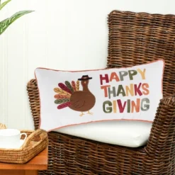 C&F Home 12" X 24" Happy Thanksgiving Turkey Embroidered Fall Throw Pillow -C&F Home Sales GUEST 6acc1ab3 efda 403d b029 34f0aabb6ebb