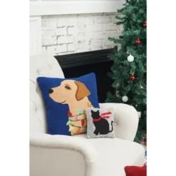 C&F Home Lab & Lights Hooked Throw Pillow