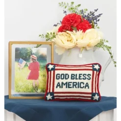 C&F Home 6.5" X 9" God Bless America July 4th Needlepoint Petite Throw Pillow