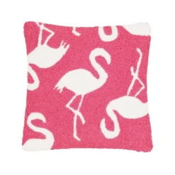 C&F Home 15" X 15" Beachy Flamingo Hooked Throw Pillow -C&F Home Sales GUEST 86bbc56f fca7 43f1 b754 291470087811