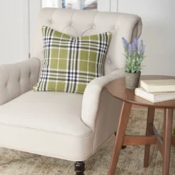 C&F Home 18" X 18" Max Plaid Tarragon Woven Throw Pillow