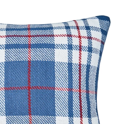 C&F Home 18" X 18" Parker Blue & Red Plaid Woven Throw Pillow 2 C&F Home 18" X 18" Parker Blue & Red Plaid Woven Throw Pillow - Image 2