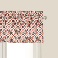 C&F Home Brown Retro Mid Century Modern Geometric Orange Bedroom Guestroom Premium Window Valance