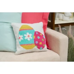 C&F Home 12" X 12" Easter Eggs Hooked Throw Pillow -C&F Home Sales GUEST 90d42a3a eabd 4f8b 8688 69e9ae7fc610