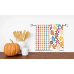 C&F Home Fall Leaves & Plaid Printed & Woven Kitchen Towel Set Of 2 -C&F Home Sales GUEST 95443929 e809 471c 9f85 b0324d5564fb