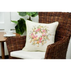 C&F Home 16" X 16" Zinnia Easter Wreath Spring Throw Pillow -C&F Home Sales GUEST 9efc09cd 9d6d 4c75 85a6 98f164d864c4