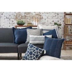 C&F Home 18" X 18" Lily Navy Geometric Throw Pillow -C&F Home Sales GUEST a06e2bc2 572d 4797 a693 a6772c8940b9