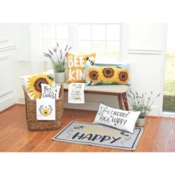 C&F Home 18" X 18" Sunflower & Bee Hooked Pillow