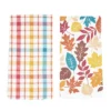 C&F Home Fall Leaves & Plaid Printed & Woven Kitchen Towel Set Of 2