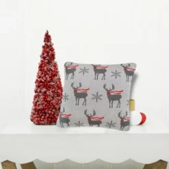C&F Home 20" X 20" Deer Scarf Christmas Holiday Knitted Throw Pillow -C&F Home Sales GUEST b045eb56 bbae 4fa1 bd61 c20d86920f3e