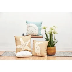 C&F Home 18" X 18" Shell Burlap Applique Throw Pillow -C&F Home Sales GUEST b1a0bf67 d456 4551 b033 7dcb76399956