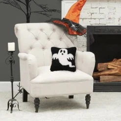C&F Home 8" X 8" Spooky Ghost Hooked Petite Halloween Throw Pillow -C&F Home Sales GUEST b713d346 8ecf 4da2 8990 fb6aa1ce09ef