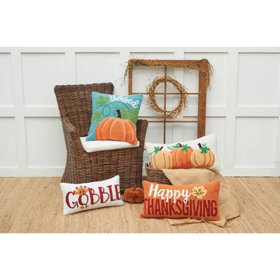 C&F Home Pumpkin Trio Hooked Throw Pillow 3 C&F Home Pumpkin Trio Hooked Throw Pillow - Image 3