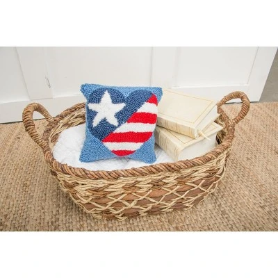 C&F Home 8" X 8" Patriotic American Flag July 4th Hooked Petite Throw Pillow Red White And Blue 2 C&F Home 8" X 8" Patriotic American Flag July 4th Hooked Petite Throw Pillow Red White And Blue - Image 2