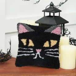 C&F Home 8" X 8" Spooky Cat Face Hooked Petite Halloween Throw Pillow -C&F Home Sales GUEST cd4d1eb9 c5fb 4dc7 870f ded8af8d8e51