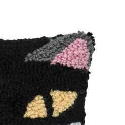 C&F Home 8" X 8" Spooky Cat Face Hooked Petite Halloween Throw Pillow